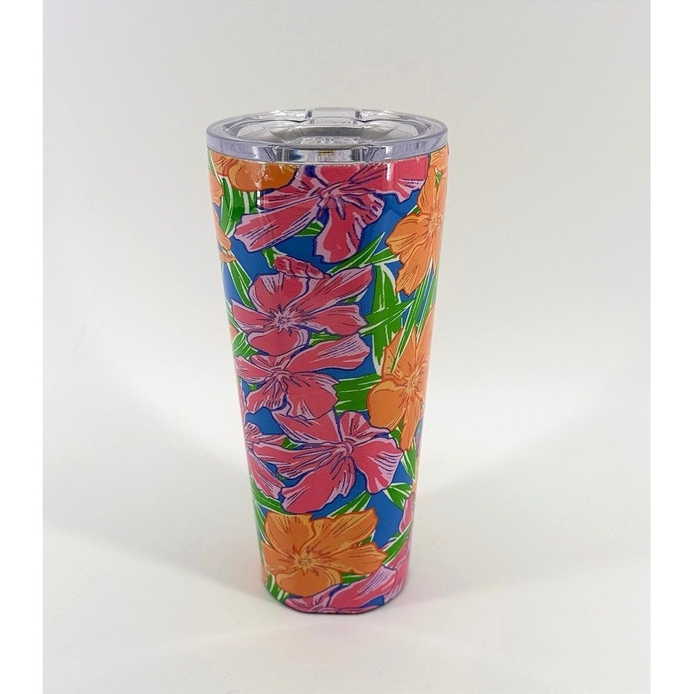 Vineyard Vines x Corkcicle 24oz Insulated Tumbler Tropical Floral Blue Pink - Picture 2 of 8